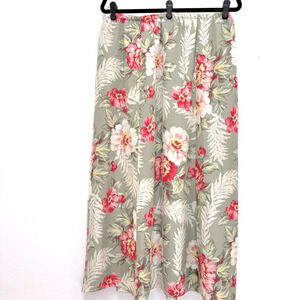 Jones New York Floral Print 100% Silk Midi Skirt Tropical Hawaii Green 3X NWT